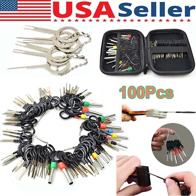 #ad 100Pcs Pin Ejector Wire Extractor Auto Terminal Removal Connector Puller Tool US $13.45