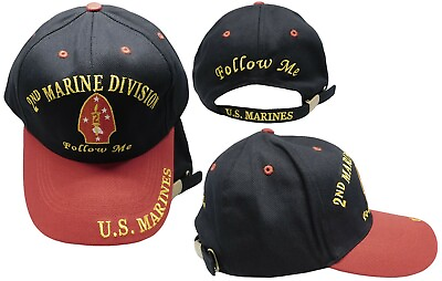 #ad 2nd Marine Division Follow Me U.S. Marines USMC Black Red Embroidered Cap Hat $15.88