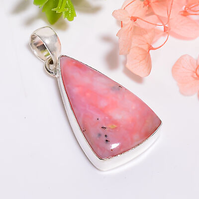 #ad Natural Pink Opal Gemstone Ethnic 925 Sterling Silver Pendant 1.7quot; RA 5594 $15.65