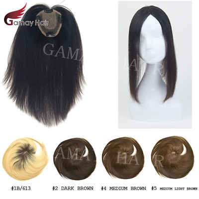 #ad Women Hair Piece 100% Human Hair Topper Top Toupee For Thin Hair Lace Clip Piece $160.00