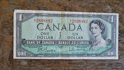 #ad 1954 CANADIAN 1 DOLLAR BILL VERY Good Average condition note Canada $4.95