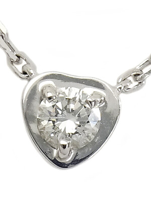 #ad Cartier K18Wg Diamant Leger De Heart Necklace Mm 1P Diamond 1 Week Warranty Used $1093.49
