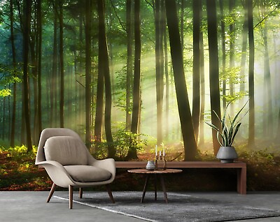 #ad Forest photo wallpaper 312x219cm bedroom living room green wall mural Adhesive $73.56