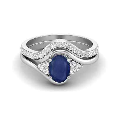 #ad R Initial Letter Blue Sapphire Adjustable Front Open Women Ring 14k Yellow Gold $318.37