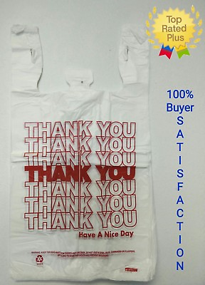 #ad THANK YOU T Shirt Bags 11.5quot; x 6.5quot; x 21quot; White Plastic Shopping bag 50 1000 $49.99
