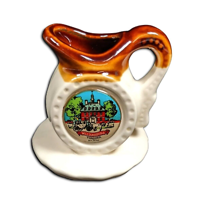 #ad Williamsburg VA Mini Creamer Pitcher Silberne Drip Glaze Vintage Souvenir 3 Inch $7.92