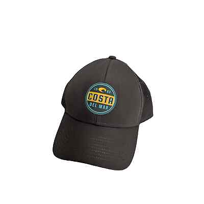 #ad Costa Prado performance gray mesh trucker hat round logo yellow aqua $15.98