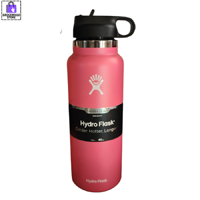 #ad 40 oz Hydro Flask Water Bottle with Straw Lid Stainless Steel Vacuum Tumbler USA $23.70