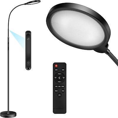 #ad LED Floor Lamp Flexible Gooseneck Floor Standing Reading Light Dimmable Remote $46.04