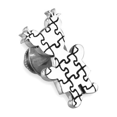 #ad Large Autism Awareness Puzzle Girl Pin in 14k White Gold with Black $553.00