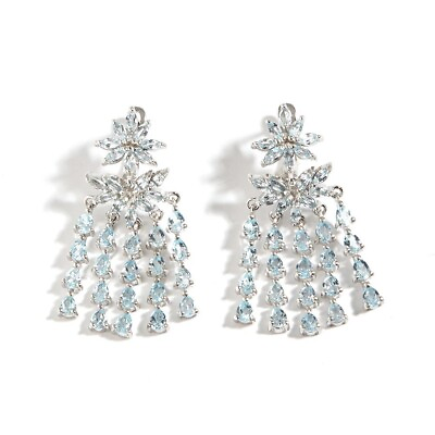#ad Natural Sky Blue Topaz Gemstone Chandelier Earrings Blue Topaz Long Earrings $369.00