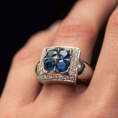 #ad Wonderful Single Cut Blue Lab Created Sapphire with Bright Polish Ring $209.00