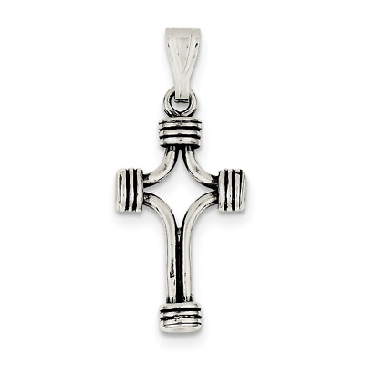 #ad Sterling Silver Antiqued Cross Pendant QC3244 $45.99