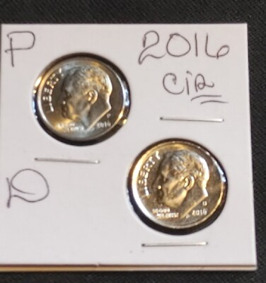 #ad 2016 Pamp;D Roosevelt Dimes 2 coins Awesome Cir. with LUSTER some MS FT $2.16