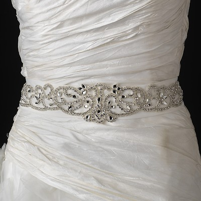 #ad Ivory Rhinestone amp; Glass Bead Swirl Bridal Wedding Dress Ribbon Sash $119.95
