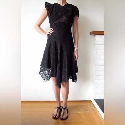 #ad Isabel Marant Val Broderie Anglaise Eyelet Asymmetrical Midi Dress 36 US4 $1095 $115.00