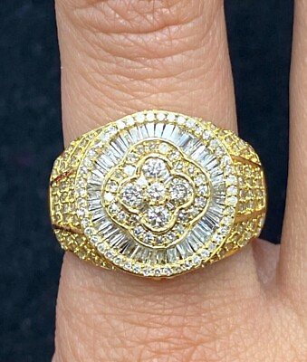 #ad Deal 2.10 CT NATURAL ROUND CLUSTER AND BAGUETTE DIAMOND MEN#x27;S RING 10K GOLD. $1099.00