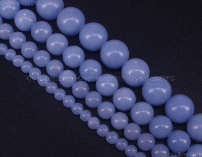 #ad #ad Natural Angelite Blue Gemstone Round Spacer Beads 4mm 6mm 8mm 10mm 12mm 15quot; $8.78