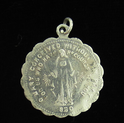 #ad Vintage Mary Miraculous Aluminum Medal Religious Holy Catholic $7.99