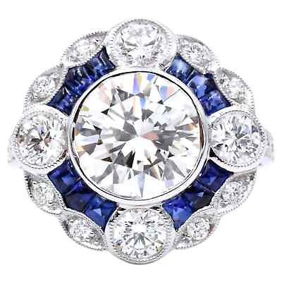 #ad Art Deco Style 2.45Ct Lab Created Diamond amp; Sapphire Engagement 925 Silver Ring $80.00