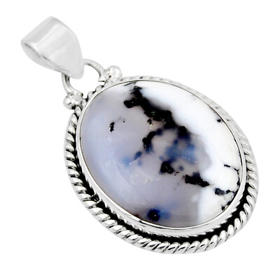 #ad Handcrafted 16.49cts Natural White Dendrite Opal merlinite Oval Pendant Y22954 $10.79