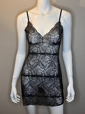 #ad Samantha Chang Babydoll Women#x27;s Sexy Black Lingerie Dress and Thong $89.90
