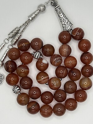 #ad #ad Natural Agate Aqeeq Gemstone Tasbih Rosary Prayer Beads مسبحة سبحة عقيق طبيعي $59.99