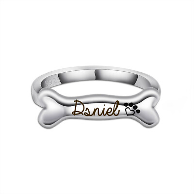 #ad Custom Dog Bone Ring Sterling Silver Personalized Name Animal Ring For Dog Lover $28.99