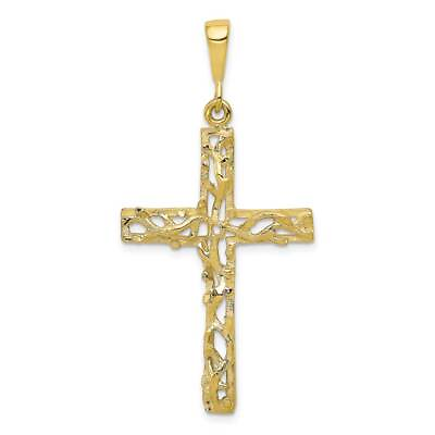#ad 10K Gold Satin Polished Antiqued Cross Pendant 1 x 1.8 in $342.15