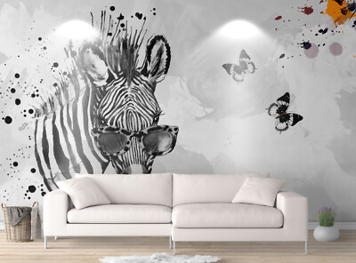 #ad 3D Zebra Butterfly 22160NA Wallpaper Wall Murals Removable Wallpaper Fay AU $316.99