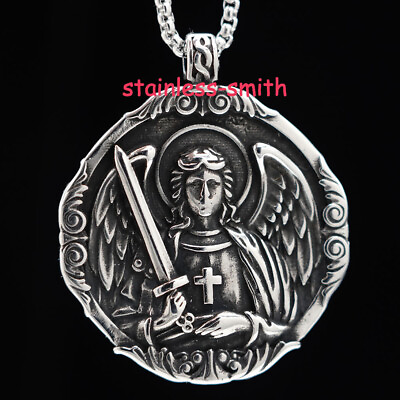 #ad New Mens Catholic Christian Saint St Michael Medal Medallion Pendant Necklace $15.99