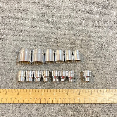 #ad Vintage Snap on Socket Lot 14 Pc SAE Metric 3 8quot; Drive 6 amp; 12 Point USA $75.00