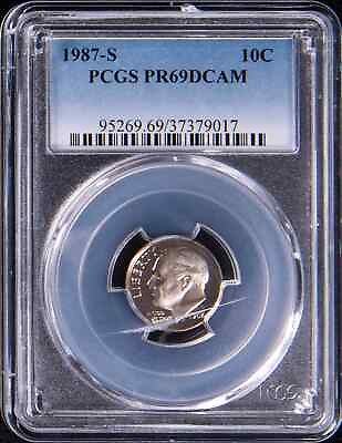 #ad 1987 United States of America 10¢ Coin Dime PCGS PR69DCAM $24.99