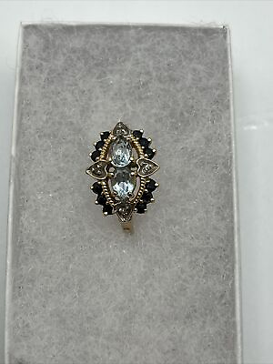 #ad 14k Gold Blue Topaz Sapphire Diamond Ring Size 6.75 $299.99