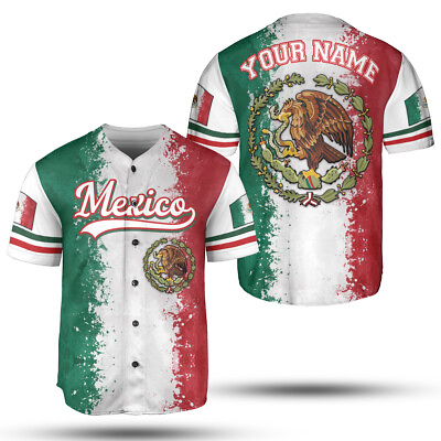 #ad All over Print Unisex Baseball Jersey Custom Name Mexico Jersey Sample 2 $25.99