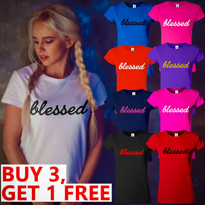 #ad Blessed Women Christian T Shirt Greatfull Faith God Saying Religious Gift Tee $14.00