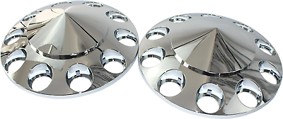#ad Chrome ABS Plastic Front Hub Caps Wheel Axle Covers with 33 Mm Screw on Lug Nut $80.99