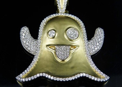 #ad Snapchat Ghost Emoji 14K Yellow Gold Plated Silver Pendant With 2.5 Ct White CZ $187.49