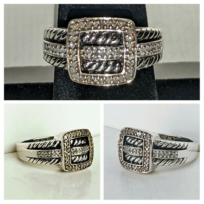 #ad Heng Ngai Sterling Diamond Ring .25ctw 7.3g Sz 7 Natural Diamonds w Inclusions $159.95