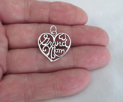 #ad Sterling Silver Grand mom heart charm $16.09