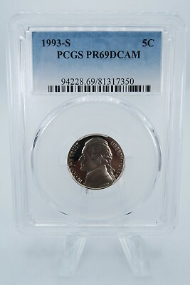 #ad 1993 S PCGS PR69DCAM Jefferson Nickel Proof 5C $24.99