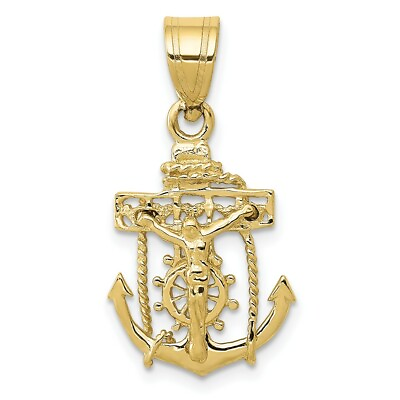 #ad Real 10kt Yellow Gold Mariners Cross Pendant $98.52