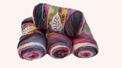 #ad Burcum Batik 400gr color 1602 Batik design yarn for knitting pink white grey $32.00
