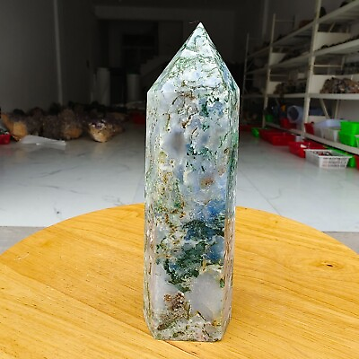 #ad 555g Natural aquatic agate column Obelisk crystal stick point healing stone V968 $37.90