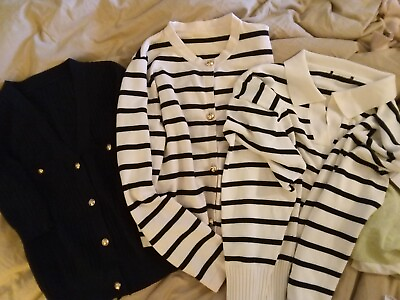 #ad Striped Sweater And Cardigan Lot Large $35.00