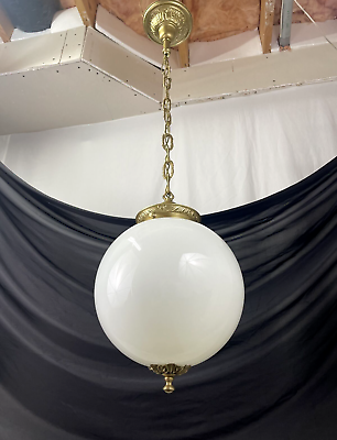 #ad RESTORED Antique Vtg LARGE Art Deco Glass Pendant Light Chandelier 1920s 30s 40s $399.99