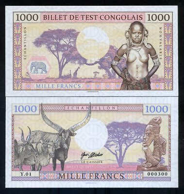 #ad Congo 1000 Francs 2018 Private issue Specimen African Tribal Nude $6.99