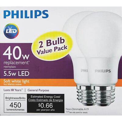 #ad 2pk 5.5w A19 Sw Led Bulb PartNo 462176 by PHILIPS LIGHTING CO Single Unit $13.98