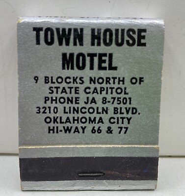 #ad TOWN HOUSE MOTEL OKLAHOMA CITY OK Full HTF Vintage Matchbook Advertising $18.49