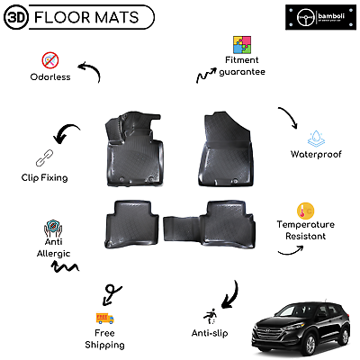 #ad 4 PCS 3D DESIGN ALL WEATHER THERMOPLAST FLOOR MAT FOR HYUNDAI TUCSON 2015 2019 $94.90